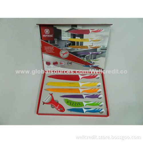 Good-quality 7pcs/Set Color Non-stick Knife Set with Magnet Box